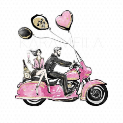 Pink Valentines Day Clipart Motorcycle Wedding Clipart St ...