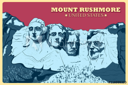 Vintage poster of Mount Rushmore famous monument in United ...