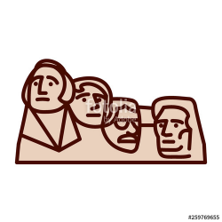 Cartoon Mount Rushmore Emoji Icon Isolated