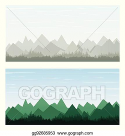 Vector Stock - Mountain on gray and green color banner ...