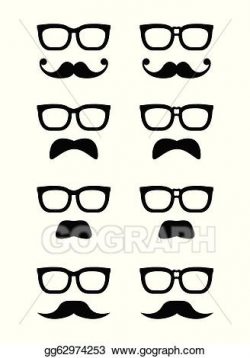 Vector Art - Geek glasses and moustache or musta. Clipart ...