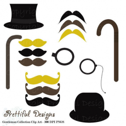 Clip Art Mustache Top Hat Monocle and Cane Clip Art ...