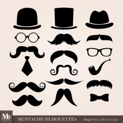 Mustache Theme Clipart Illustrations, INSTANT DOWNLOAD ...