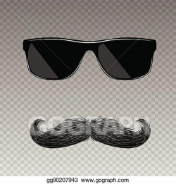 Vector Art - Realistic fake mustache with glasses. Clipart ...