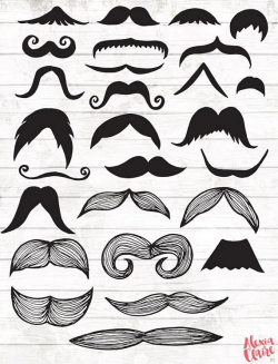 Moustache Clipart - Hand Drawn Moustache Clipart - Gentleman ...