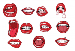 Red lips pearls vector set | Free Graphic&Web Design ...