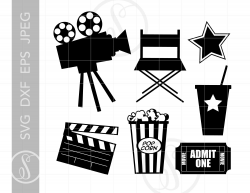 Movie Theme Svg Cut File Clipart Downloads | Movie Ticket ...