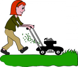 Girl Mowing Clipart