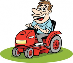Great illustration of a guy pushing a lawn mower. Perfect ...