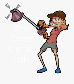 Lawn Clipart Brush Cutter - Cartoon Woman Mowing Lawn ...