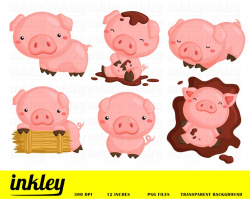 Pigs Clipart, Pigs Clip Art, Pigs Png, Cute Pig Clipart, Happy Pig Clipart,  Pig in the Mud Clipart, Farm Clipart, Pigs Playing, Pig, Hay