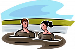 Mud Bath Spa Therapy with Volcanic Ash - Vector Image