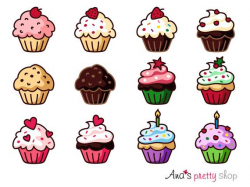 Cupcake clipart, vector graphic, muffin, traditional, cupcake st  valentines, christmas cupcake, berry cupcake, birthday party cupcake
