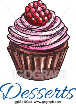Vector Clipart - Patisserie dessert emblem. muffin sketch ...