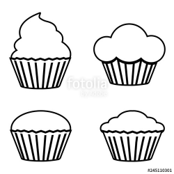muffin line icon illustration vector, logo on white ...