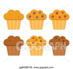 Vector Stock - Cartoon muffins set. Clipart Illustration ...