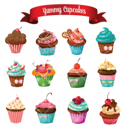 Yummy Delicious Cupcake Cake Muffins Digital Clip Art Embellishments  Printable Clipart Instant Download Commercial Use