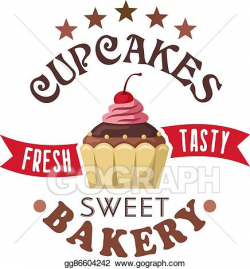 Vector Stock - Cupcake shop round badge with chocolate ...