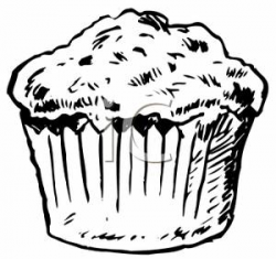 Clip Art Image: Black and White Muffin