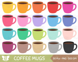 Coffee Mugs Clipart, Coffees Clip Art, Rainbow Morning Hot Tea Cup Mug  Breakfast Beverage Drink Cute, PNG Graphic Download, Commercial Use