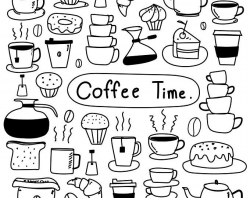 Hand Drawn Coffee Shop Clipart Set Coffee Logo Clipart ...