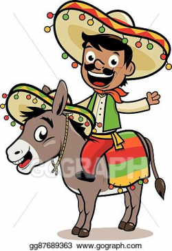 Vector Art - Mexican man riding a donkey. EPS clipart ...