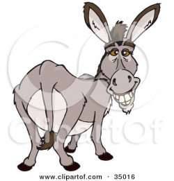 Clipart Illustration of a Happy Gray Donkey Looking Back by ...