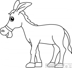Donkey cartoon style clipart black white outline clip ...