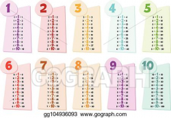 Clip Art Vector - Colorful multiplication table. educational ...