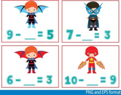 Super Hero Math Clip Art school mathematics Multiplication count teachers  -118-