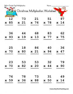 Christmas Double Digit Multiplication Worksheet | Have Fun ...