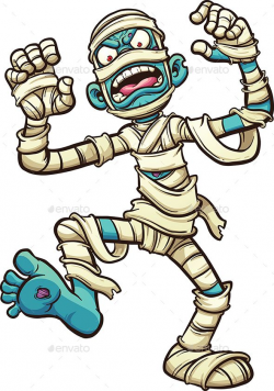 Scary cartoon mummy. Vector clip art illustration with ...