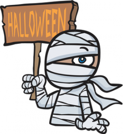Clipart Image of a Halloween Mummy with a Sign | Halloween ...