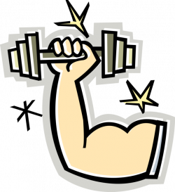 Muscular Arm with Barbell Weights - Vector Image