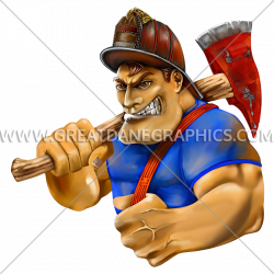 Firefighter Cartoon Tough Guy | Production Ready Artwork for T-Shirt ...