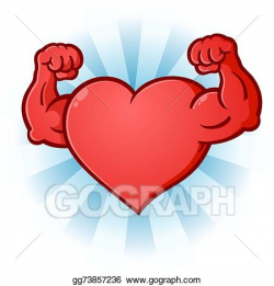Vector Stock - Heart flexing muscles cartoon. Clipart Illustration ...
