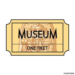 Ticket to the museum icon in cartoon style isolated on white ...