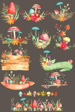 Mushroom clipart, fall clipart, autumn illustrations, fall ...