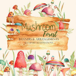 mushroom clipart, fall clipart, autumn illustrations, fall invitation,  woodland clipart, watercolor mushroom, halloween, thanksgiving, wood