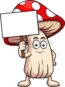 Mushroom Mascot Holding Empty Sign | Vector Illustrations ...