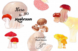 Mushroom. Hand-painted clipart