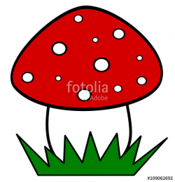 cute cartoon red mushroom isolated on white background ...