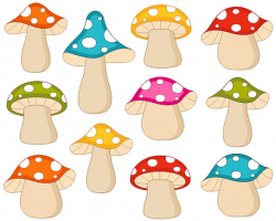 Cute Colorful Fairy Woodland Mushrooms Clip Art by ...