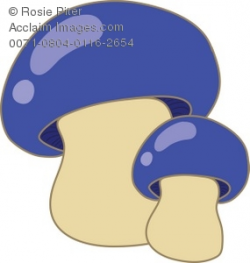 Clipart Illustration of Blue Capped Mushrooms