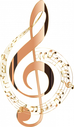 Clipart - Shiny Copper Musical Notes Typography No Background