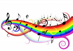 Musical note Singing Choir Part - Rainbow Music notes vector lines ...