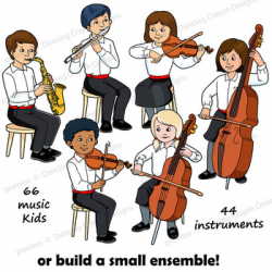 Music Kids Playing Instruments of the Orchestra Clip Art BUNDLE