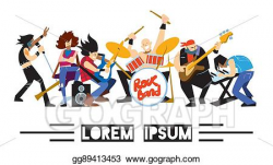 Vector Clipart - Rock band music group with musicians ...