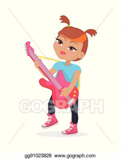 EPS Vector - Girl playing on guitar isolated on white ...