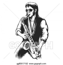 Vector Illustration - Saxophonist or saxophone player. EPS ...